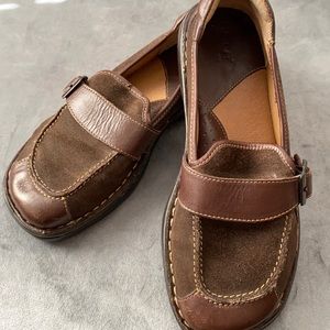 Born Brown Loafers Buckle Leather & Suede sz 7.5